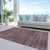 5' X 8' Merlot And Gray Striped Washable Indoor Outdoor Area Rug