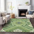5' X 8' Green Ivory And Beige Tribal Washable Indoor Outdoor Area Rug