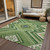 5' X 8' Green Ivory And Beige Tribal Washable Indoor Outdoor Area Rug