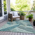 5' X 8' Teal Blue Gray And Ivory Floral Washable Indoor Outdoor Area Rug