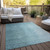 3' X 5' Teal Blue And Aqua Abstract Washable Indoor Outdoor Area Rug
