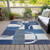 3' X 5' Blue And Ivory Geometric Washable Indoor Outdoor Area Rug