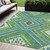 5' X 8' Lime Green Aqua And Ivory Tribal Washable Indoor Outdoor Area Rug