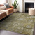 3' X 5' Brown Green And Gray Floral Washable Indoor Outdoor Area Rug