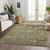 3' X 5' Brown Green And Gray Floral Washable Indoor Outdoor Area Rug