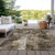 5' X 8' Taupe Floral Washable Non Skid Indoor Outdoor Area Rug