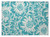 2' X 3' Teal and Ivory Floral Washable Non Skid Indoor Outdoor Area Rug