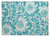 2' X 3' Teal and Ivory Floral Washable Non Skid Indoor Outdoor Area Rug