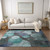 5' X 8' Gray Blue and Purple Abstract Washable Non Skid Indoor Outdoor Area Rug