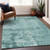3' X 5' Teal Blue And Ivory Abstract Washable Indoor Outdoor Area Rug