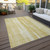 3' X 5' Gold Wheat And Ivory Botanical Leaves Washable Indoor Outdoor Area Rug
