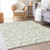 5' X 8' Artichoke Green And Ivory Geometric Washable Indoor Outdoor Area Rug