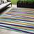 5' X 8' Blue Striped Washable Indoor Outdoor Area Rug