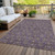 5' X 8' Purple Beige And Taupe Floral Washable Indoor Outdoor Area Rug