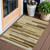3' X 5' Khaki Taupe And Gold Striped Washable Indoor Outdoor Area Rug