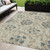 5' X 8' Beige Tan And Blue Floral Washable Indoor Outdoor Area Rug