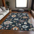 5' X 8' Black Blue And Ivory Floral Washable Indoor Outdoor Area Rug