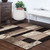 5' Square Chocolate Square Patchwork Power Loom Stain Resistant Area Rug