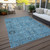 5' X 8' Sky Blue And Gray Oriental Washable Indoor Outdoor Area Rug