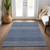 3' X 5' Navy Blue And Ivory Chevron Washable Indoor Outdoor Area Rug