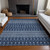 3' X 5' Navy Blue And Denim Blue Tribal Washable Indoor Outdoor Area Rug