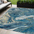 5' X 8' Navy Blue Gold And Ivory Abstract Washable Indoor Outdoor Area Rug