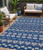 5' X 8' Navy Blue And Ivory Moroccan Washable Indoor Outdoor Area Rug