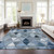 3' X 5' Denim Blue And Sky Blue Geometric Washable Indoor Outdoor Area Rug