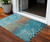 3' X 5' Blue Terra Cotta And Black Abstract Washable Indoor Outdoor Area Rug