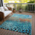 3' X 5' Blue Terra Cotta And Black Abstract Washable Indoor Outdoor Area Rug