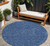 8' Navy Blue Gray And Ivory Round Polka Dot Washable Indoor Outdoor Area Rug