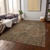 9' X 12' Brown Charcoal And Brick Red Damask Washable Indoor Outdoor Area Rug