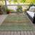 8' X 10' Olive Green And Chocolate Striped Washable Indoor Outdoor Area Rug