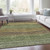 8' X 10' Olive Green And Chocolate Striped Washable Indoor Outdoor Area Rug