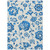 9' X 12' White And Denim Blue Floral Washable Indoor Outdoor Area Rug