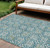 8' X 10' Teal Blue Gray And Gold Floral Washable Indoor Outdoor Area Rug