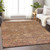 10' X 14' Brown And Tan Damask Washable Indoor Outdoor Area Rug