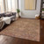 10' X 14' Brown And Tan Damask Washable Indoor Outdoor Area Rug