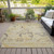 10' X 14' Gold Beige And Taupe Floral Washable Indoor Outdoor Area Rug