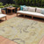 10' X 14' Gold Beige And Taupe Floral Washable Indoor Outdoor Area Rug