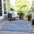 9' X 12' Blue Gray And Ivory Striped Washable Indoor Outdoor Area Rug