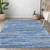 9' X 12' Blue Gray And Ivory Striped Washable Indoor Outdoor Area Rug