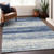 10' X 14' Navy Blue And Ivory Striped Washable Indoor Outdoor Area Rug