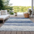 10' X 14' Navy Blue And Ivory Striped Washable Indoor Outdoor Area Rug