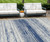 10' X 14' Navy Blue And Ivory Striped Washable Indoor Outdoor Area Rug
