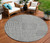 8' Charcoal And Ivory Round Geometric Washable Indoor Outdoor Area Rug