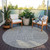 8' Charcoal And Ivory Round Geometric Washable Indoor Outdoor Area Rug