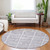 8' Lavender And Silver Round Medallion Washable Indoor Outdoor Area Rug