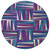 8' Purple Ivory And Teal Blue Round Geometric Washable Indoor Outdoor Area Rug