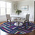 8' Purple Ivory And Teal Blue Round Geometric Washable Indoor Outdoor Area Rug